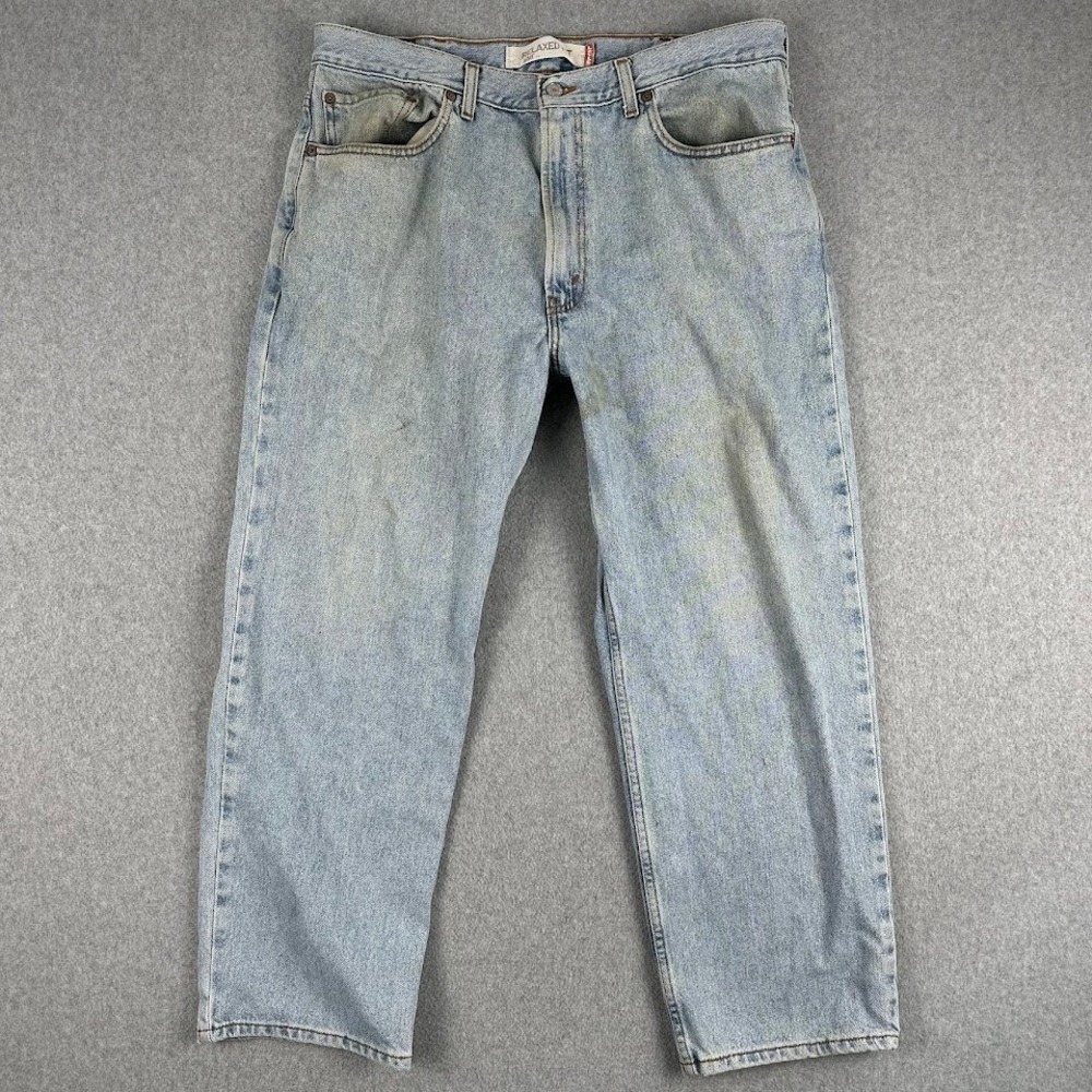 Vintage Levi 550 Mens Relaxed Light Wash Denim‎ Jeans 38x29 Distressed Y2K Rodeo